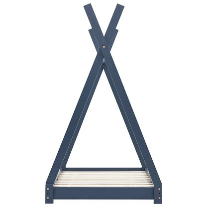 Kinderbedframe massief grenenhout grijs 80x160 cm