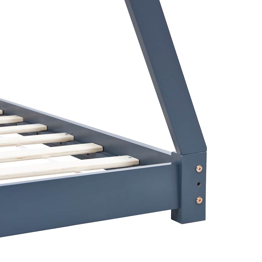Kinderbedframe massief grenenhout grijs 80x160 cm