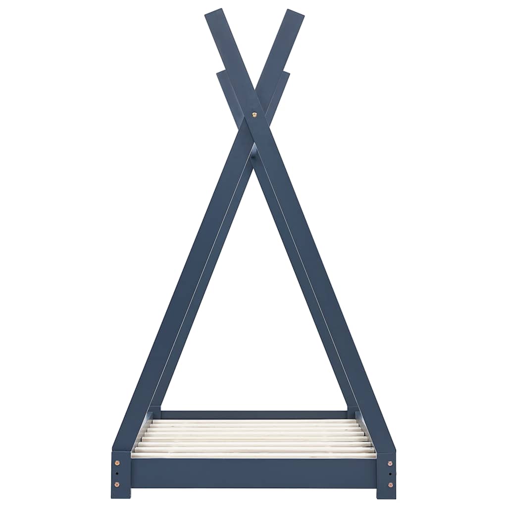 Kinderbedframe massief grenenhout grijs 90x200 cm