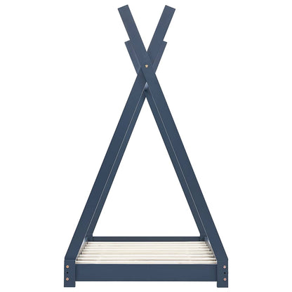 Kinderbedframe massief grenenhout grijs 90x200 cm