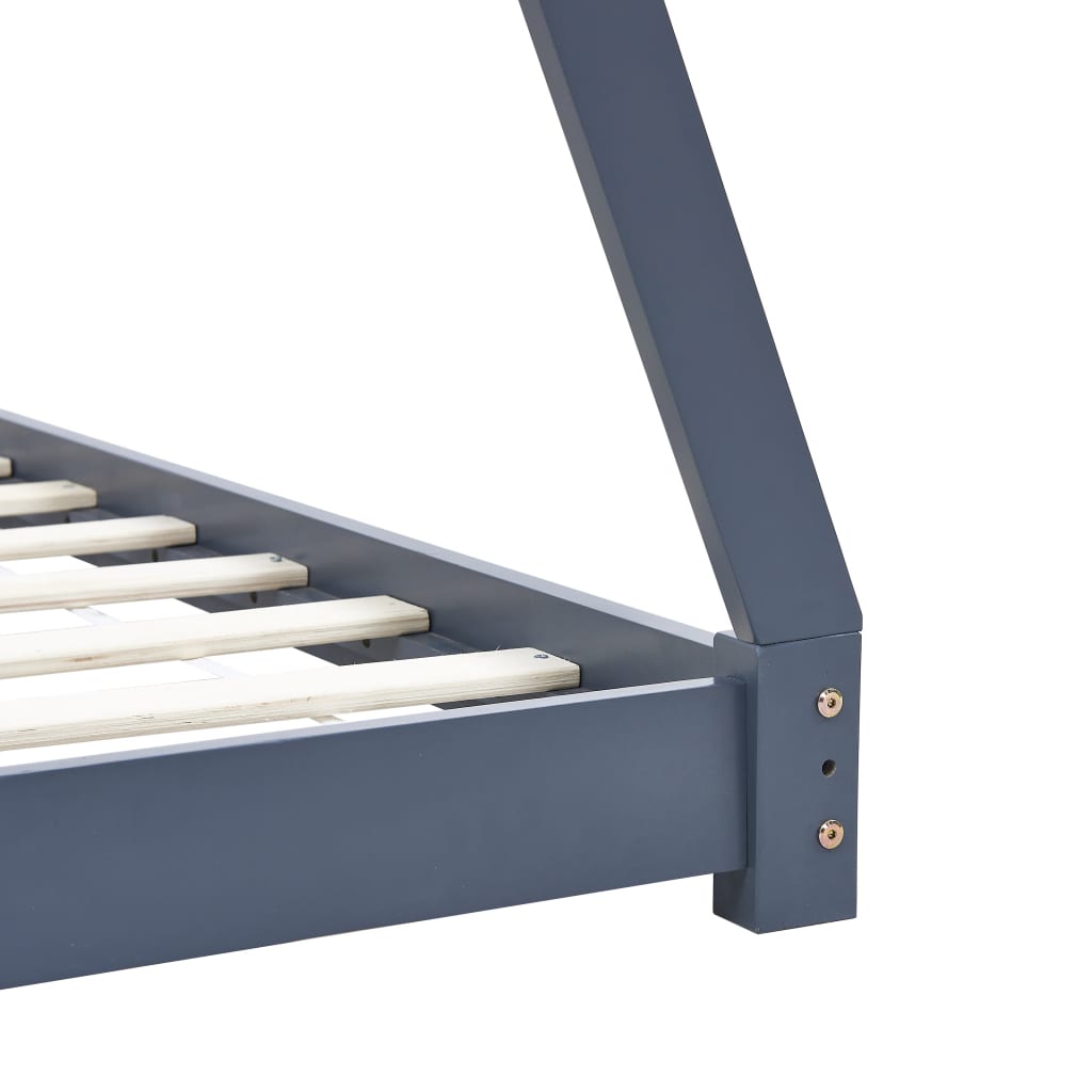 Kinderbedframe massief grenenhout grijs 90x200 cm