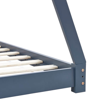Kinderbedframe massief grenenhout grijs 90x200 cm