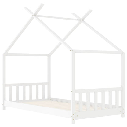 Kinderbedframe massief grenenhout wit 80x160 cm