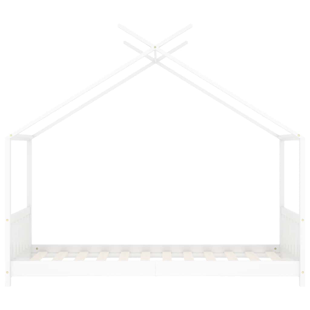 Kinderbedframe massief grenenhout wit 80x160 cm