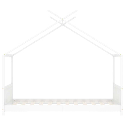 Kinderbedframe massief grenenhout wit 80x160 cm