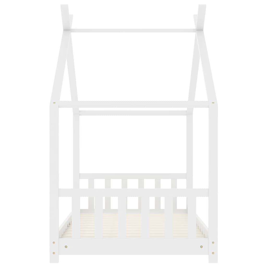 Kinderbedframe massief grenenhout wit 80x160 cm