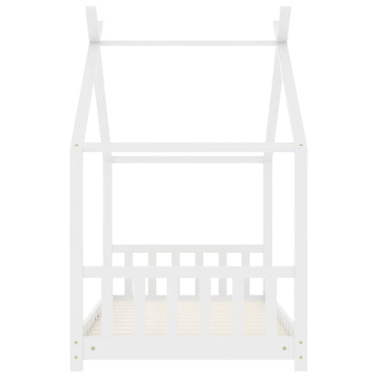 Kinderbedframe massief grenenhout wit 80x160 cm