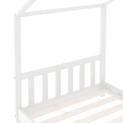 Kinderbedframe massief grenenhout wit 80x160 cm