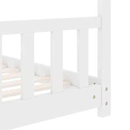 Kinderbedframe massief grenenhout wit 80x160 cm