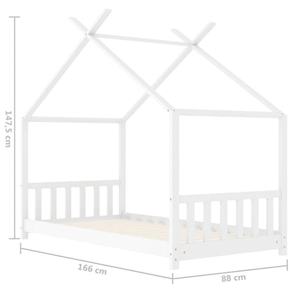 Kinderbedframe massief grenenhout wit 80x160 cm