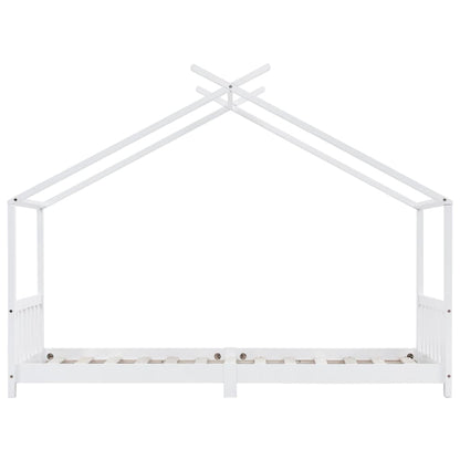 Kinderbedframe massief grenenhout wit 90x200 cm