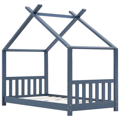 Kinderbedframe massief grenenhout grijs 80x160 cm