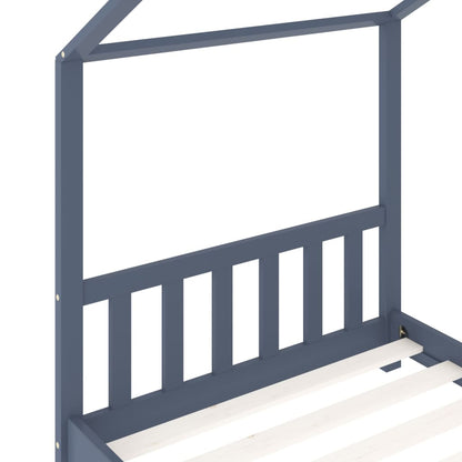 Kinderbedframe massief grenenhout grijs 90x200 cm