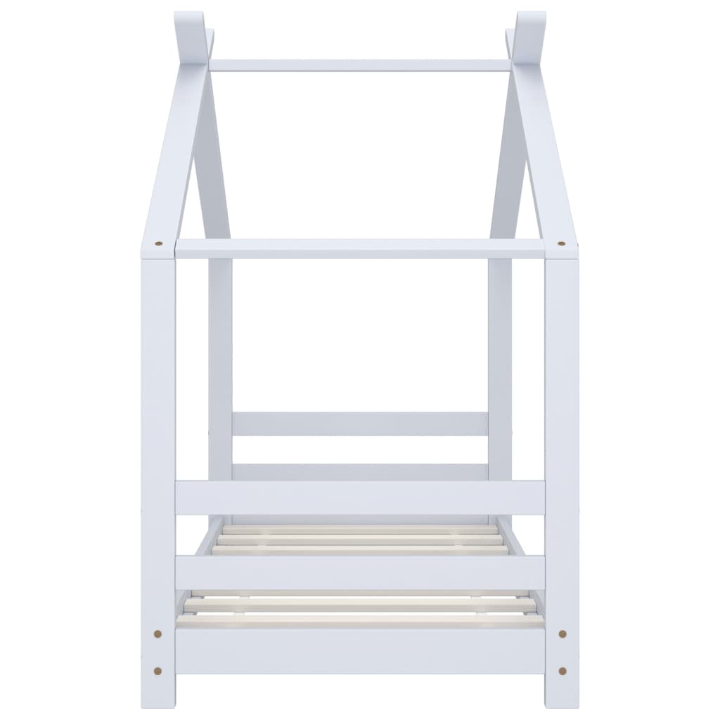 Kinderbedframe massief grenenhout wit 70x140 cm