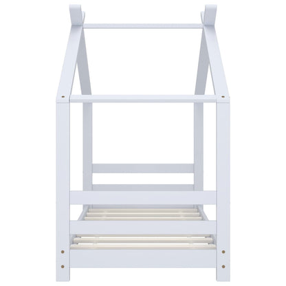 Kinderbedframe massief grenenhout wit 70x140 cm