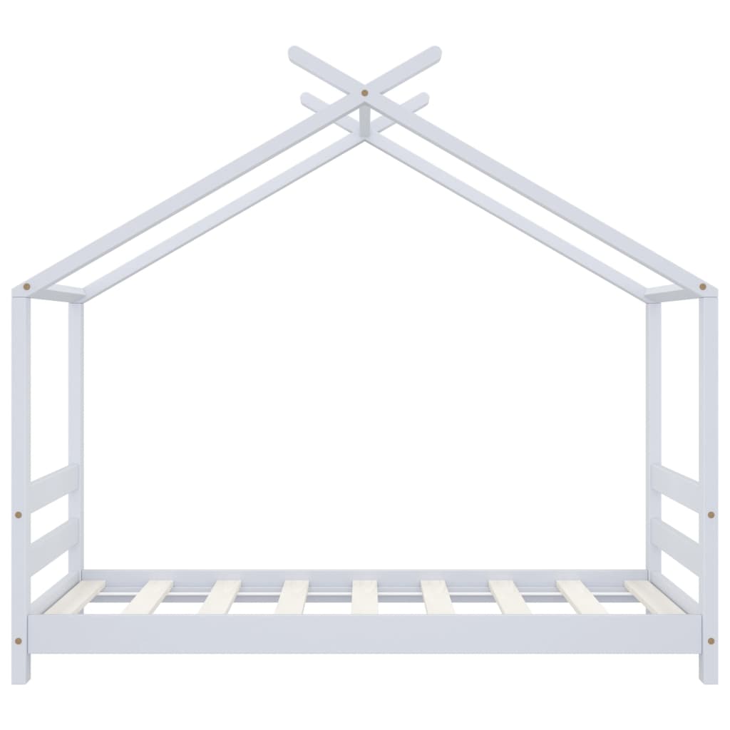 Kinderbedframe massief grenenhout wit 70x140 cm