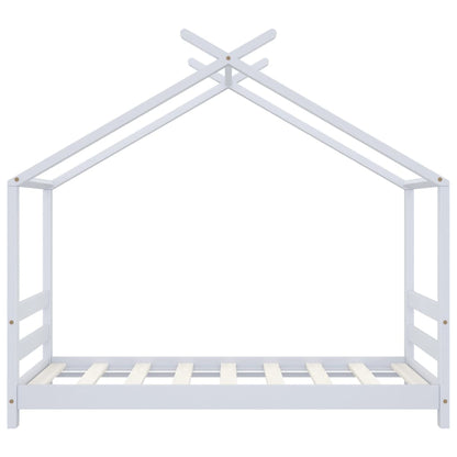 Kinderbedframe massief grenenhout wit 70x140 cm