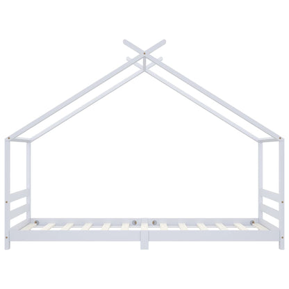 Kinderbedframe massief grenenhout wit 90x200 cm