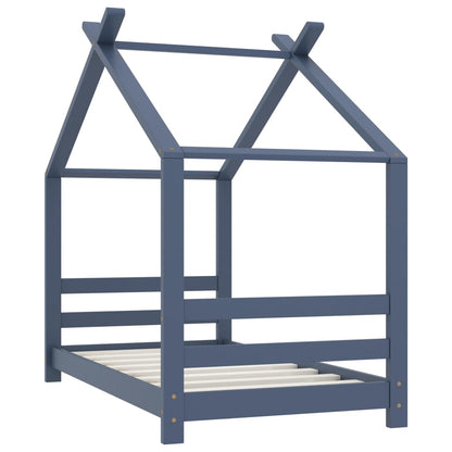 Kinderbedframe massief grenenhout grijs 70x140 cm