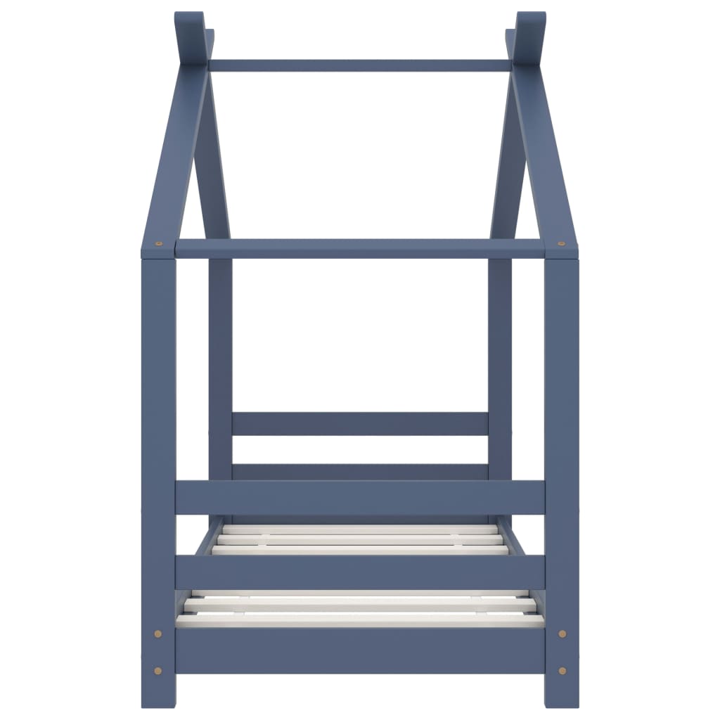 Kinderbedframe massief grenenhout grijs 70x140 cm