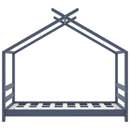Kinderbedframe massief grenenhout grijs 70x140 cm