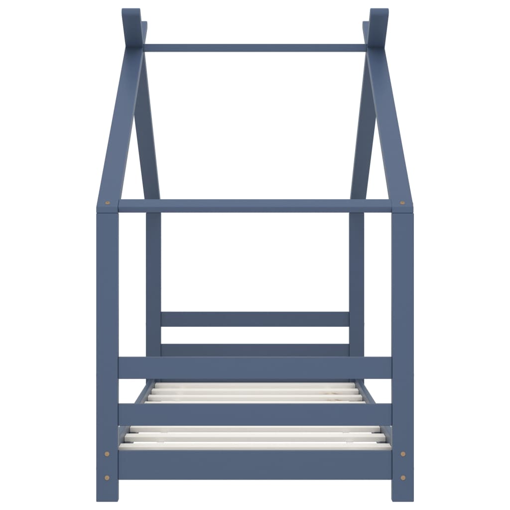 Kinderbedframe massief grenenhout grijs 80x160 cm