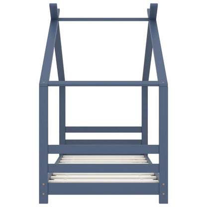 Kinderbedframe massief grenenhout grijs 80x160 cm