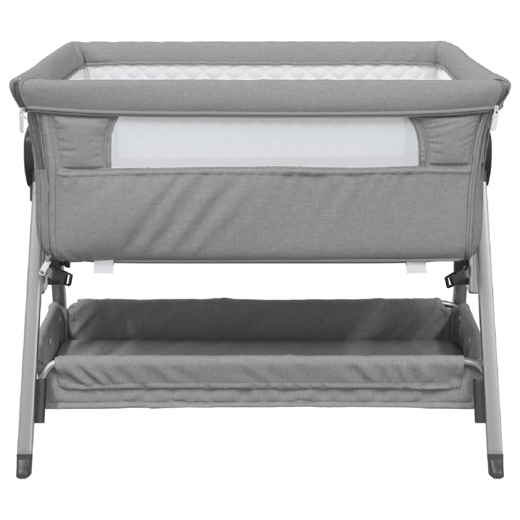 Babybed met matras linnen lichtgrijs