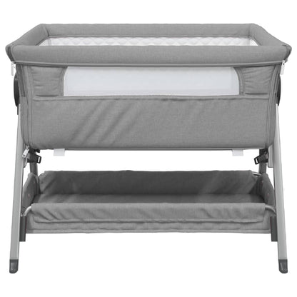 Babybed met matras linnen lichtgrijs