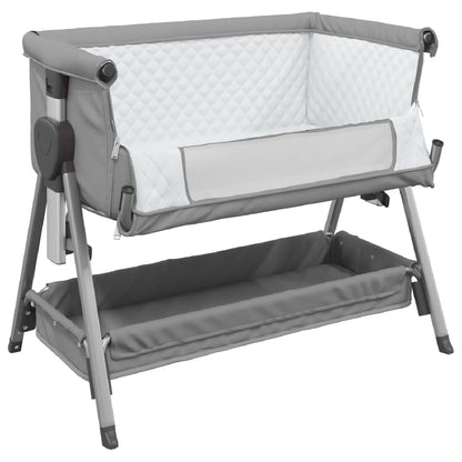 Babybed met matras linnen lichtgrijs