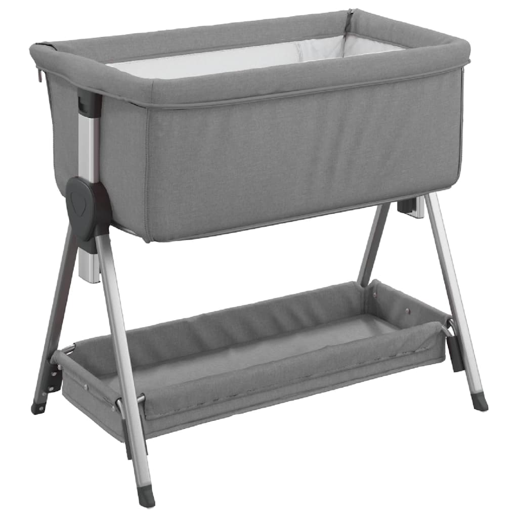 Babybed met matras linnen lichtgrijs