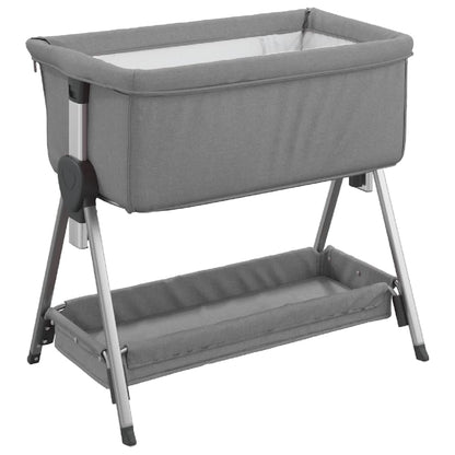 Babybed met matras linnen lichtgrijs