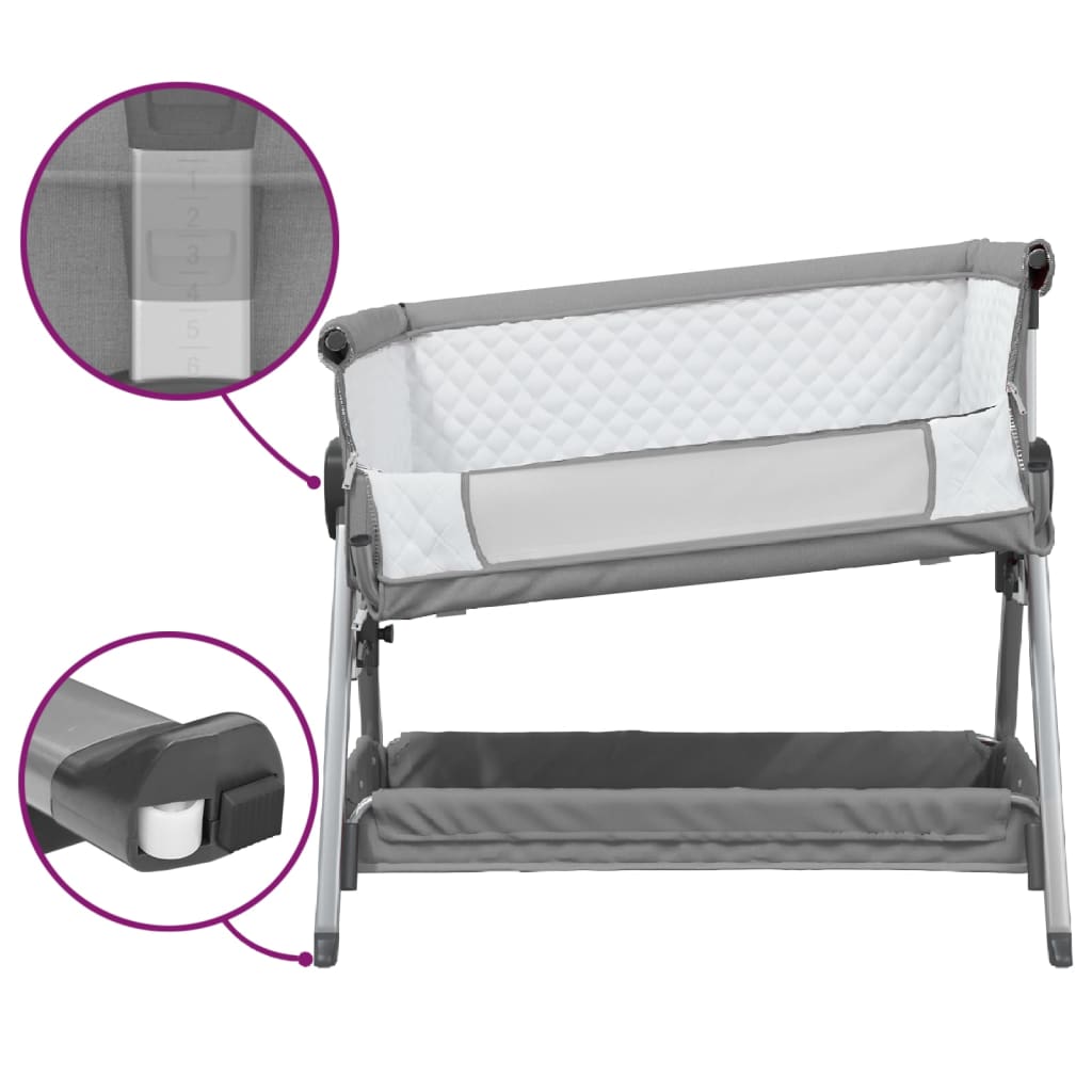 Babybed met matras linnen lichtgrijs