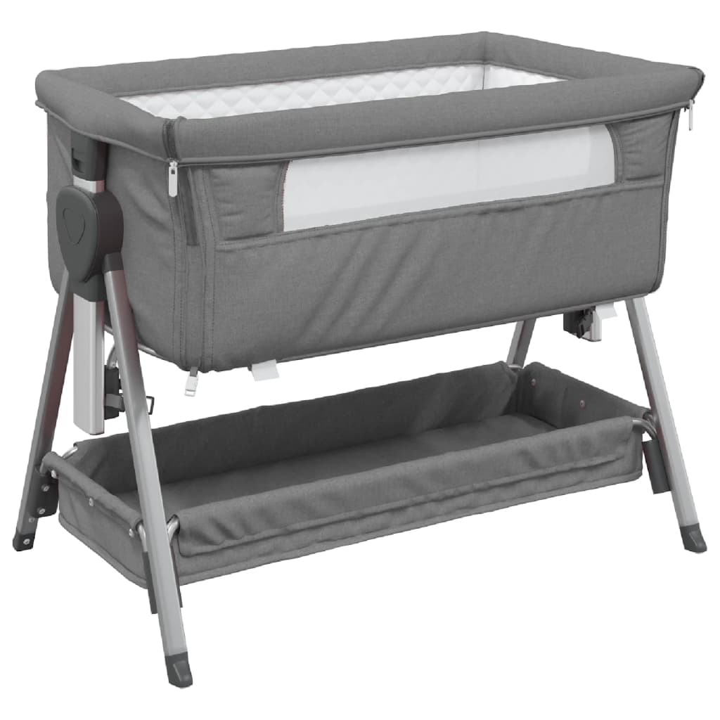 Babybed met matras linnen donkergrijs