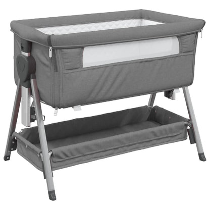 Babybed met matras linnen donkergrijs