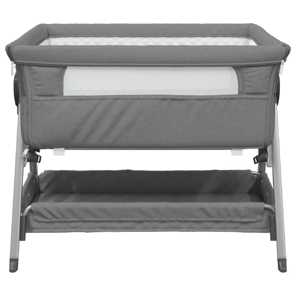 Babybed met matras linnen donkergrijs
