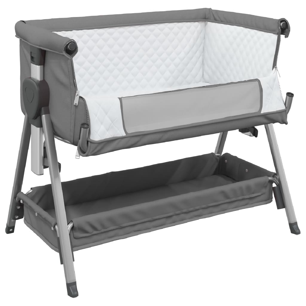 Babybed met matras linnen donkergrijs