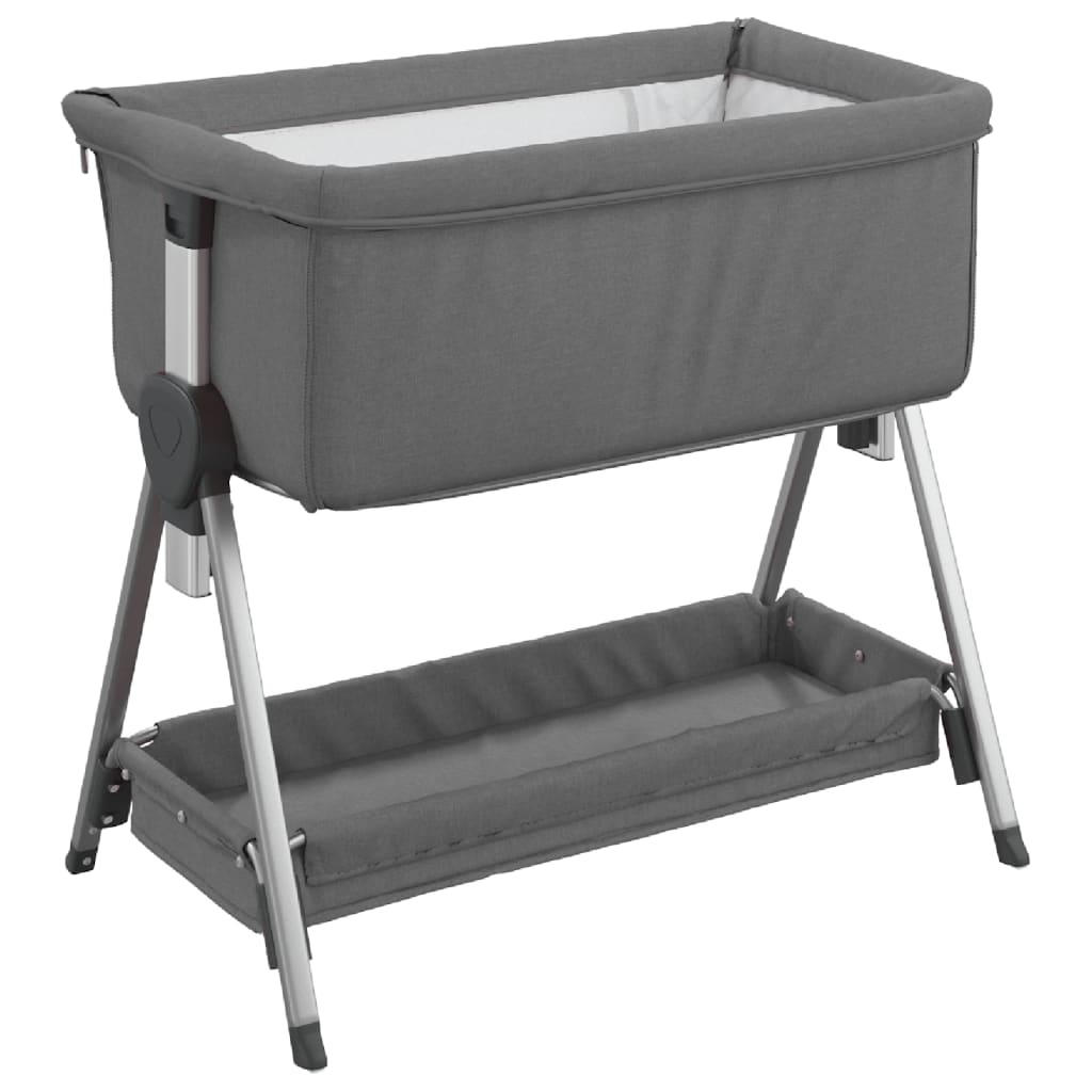 Babybed met matras linnen donkergrijs