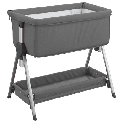 Babybed met matras linnen donkergrijs