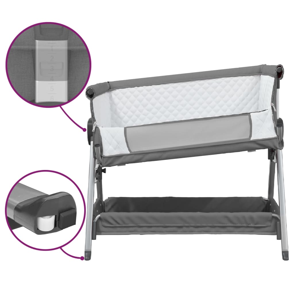 Babybed met matras linnen donkergrijs