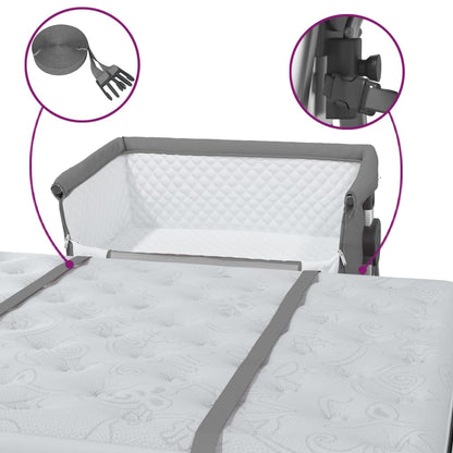 Babybed met matras linnen donkergrijs