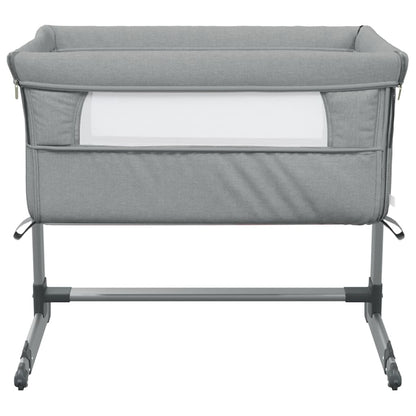 Babybed met matras linnen lichtgrijs