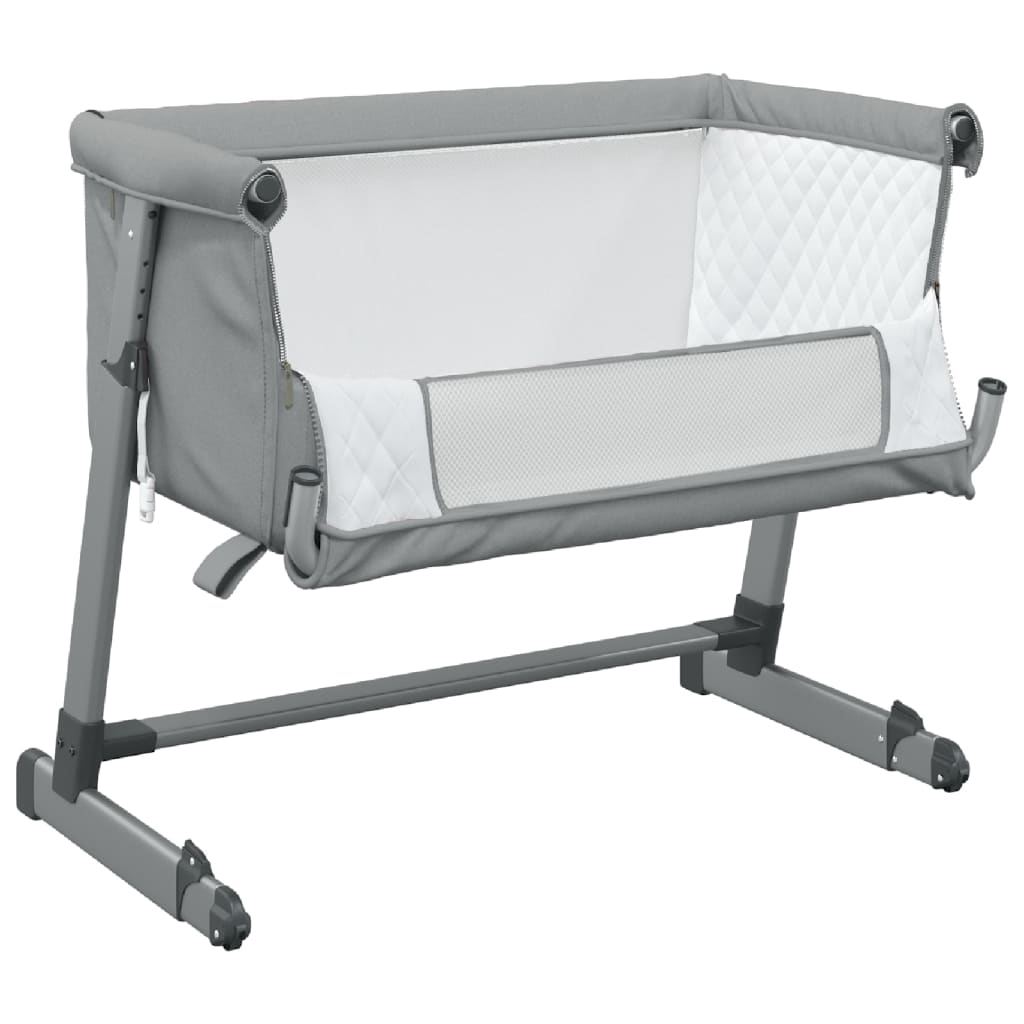Babybed met matras linnen lichtgrijs