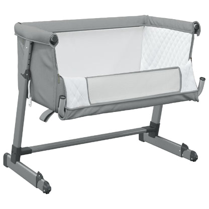 Babybed met matras linnen lichtgrijs