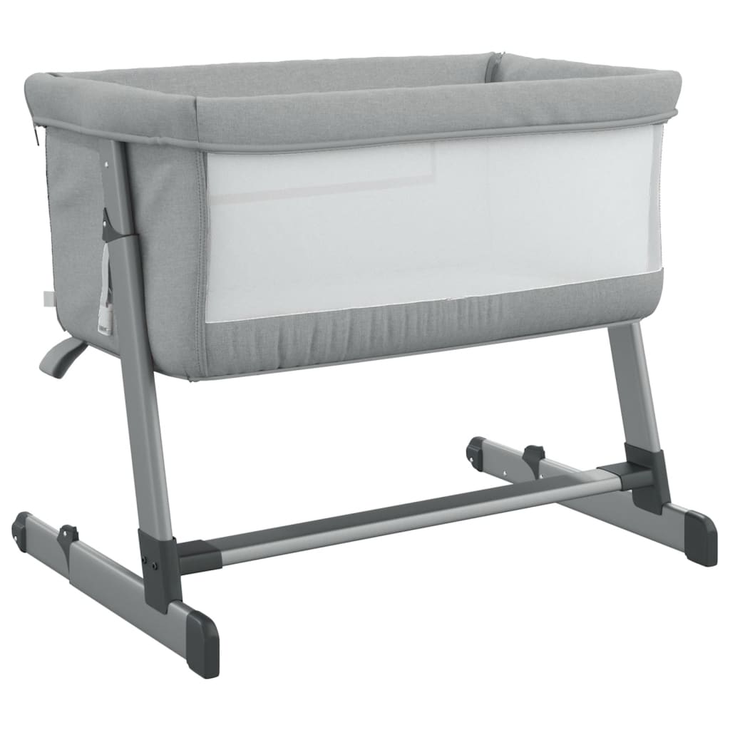 Babybed met matras linnen lichtgrijs