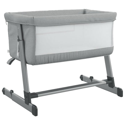 Babybed met matras linnen lichtgrijs