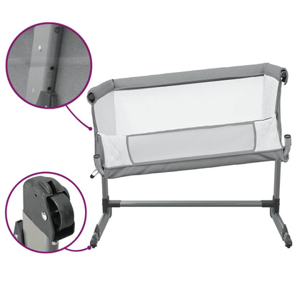Babybed met matras linnen lichtgrijs