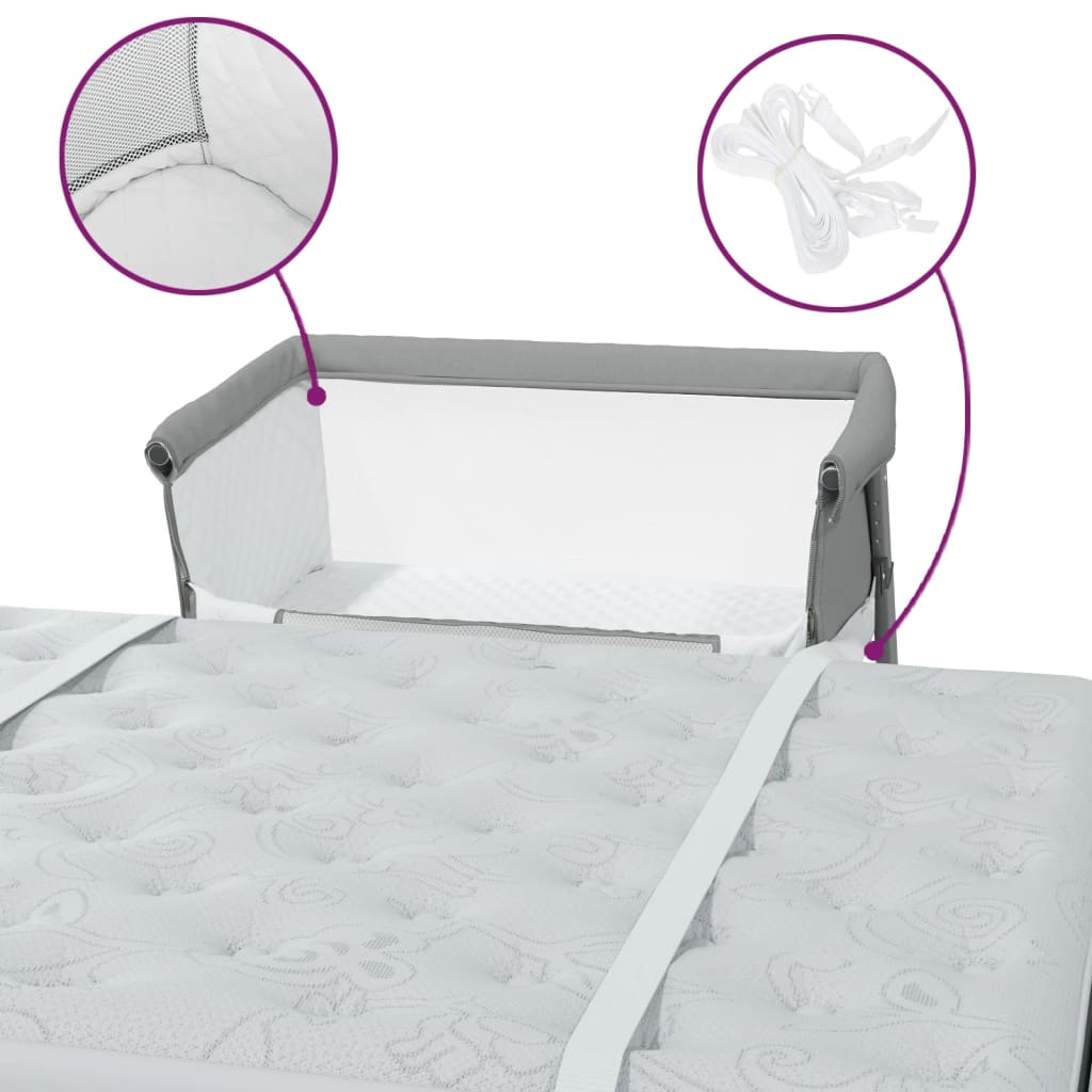 Babybed met matras linnen lichtgrijs