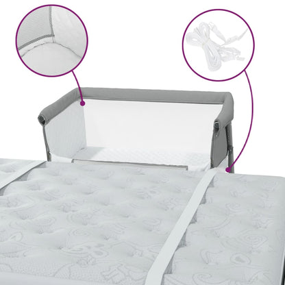 Babybed met matras linnen lichtgrijs