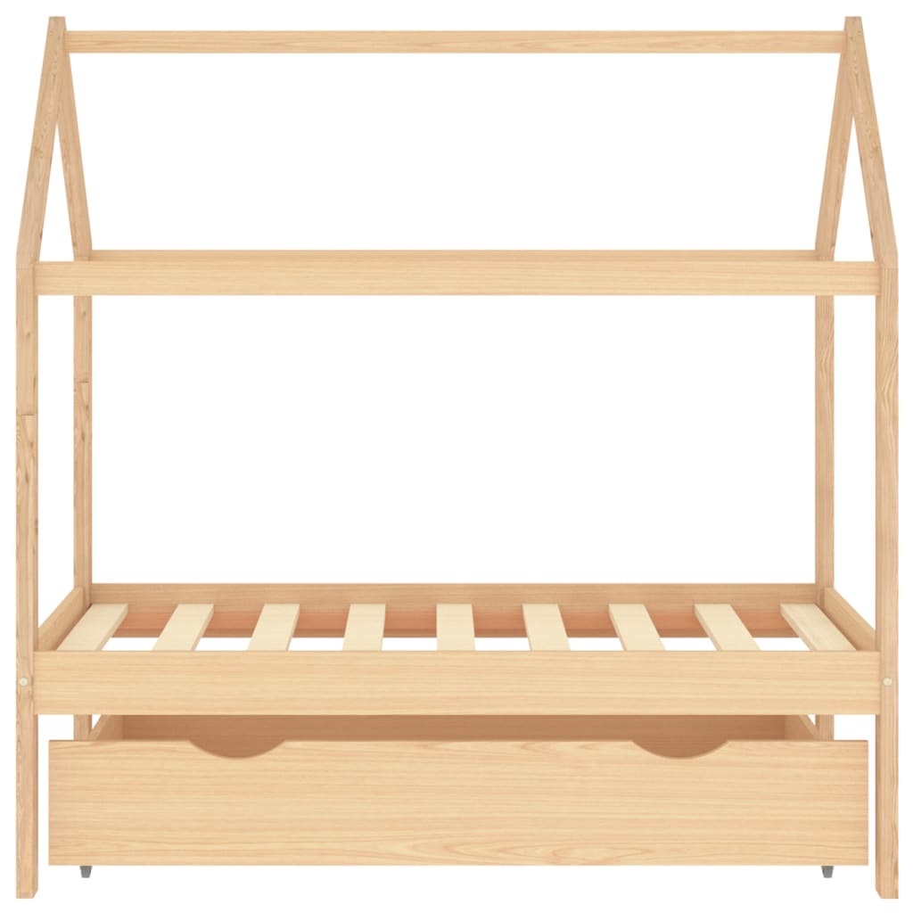Kinderbedframe met lade massief grenenhout 70x140 cm